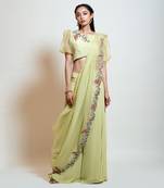 Pista Green Saree Pant Set