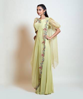 Pista Green Saree Pant Set 2