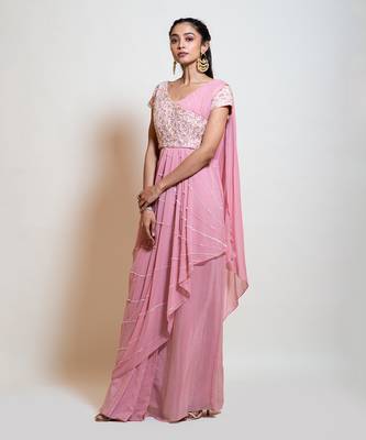 Blush Pink Drape Skirt Set 2