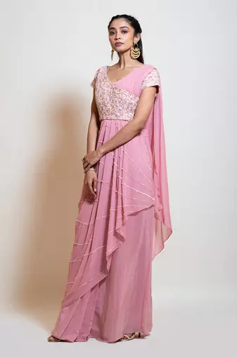 Blush Pink Drape Skirt Set