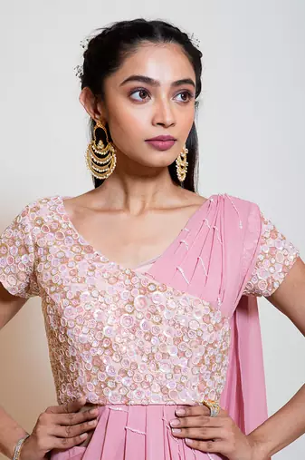 Blush Pink Drape Skirt Set