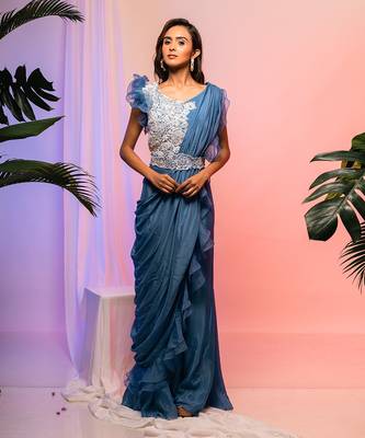 Colossal Ruffled Pant Saree 1