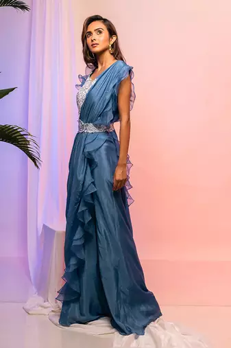 Colossal Ruffled Pant Saree
