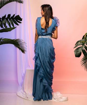 Colossal Ruffled Pant Saree 3
