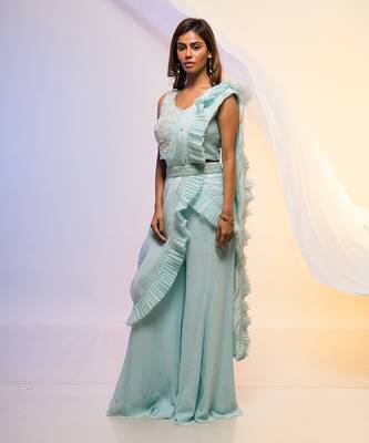 Pleats Please Pant Saree Set 2