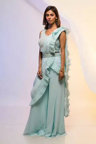 Pleats Please Pant Saree Set