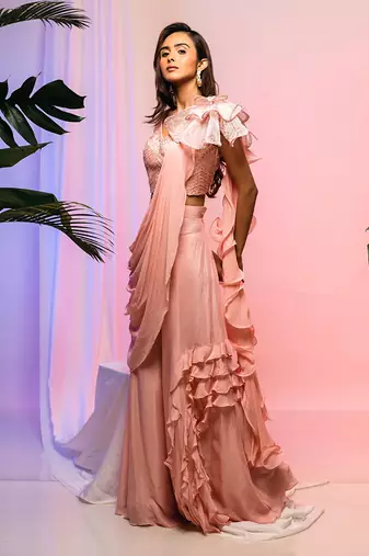Carnation Draped Saree Set
