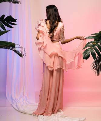 Carnation Draped Saree Set 3