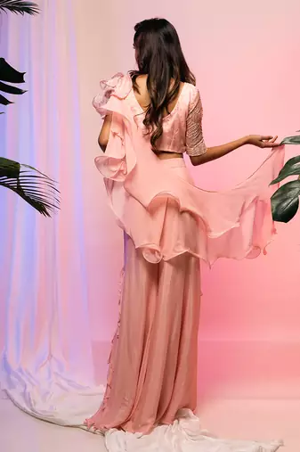 Carnation Draped Saree Set