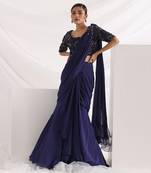 Ultramarine Draped Saree Set