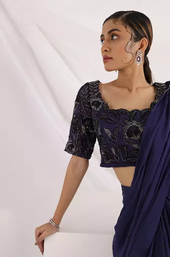 Ultramarine Draped Saree Set