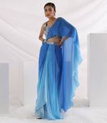 Oceanic Blue Drape Saree Set