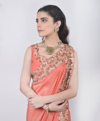 Orange Pant Saree Set 2