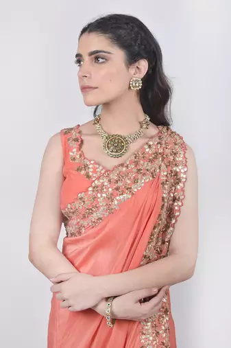 Orange Pant Saree Set