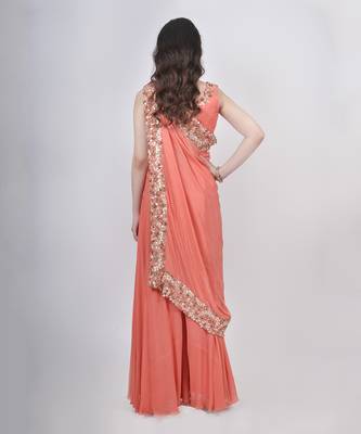 Orange Pant Saree Set 3
