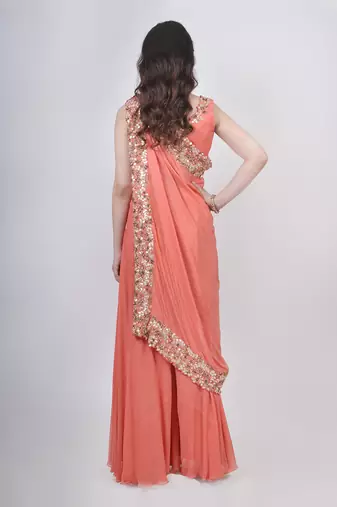 Orange Pant Saree Set