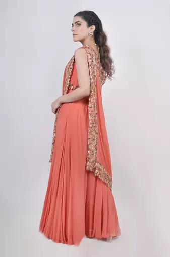Orange Pant Saree Set