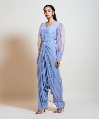 Greyish Blue Dhoti Jumpsuit 2
