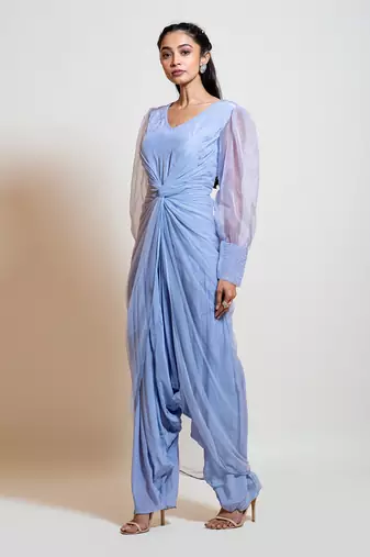 Greyish Blue Dhoti Jumpsuit