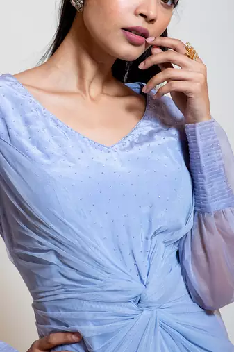 Greyish Blue Dhoti Jumpsuit