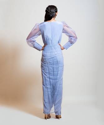 Greyish Blue Dhoti Jumpsuit 5