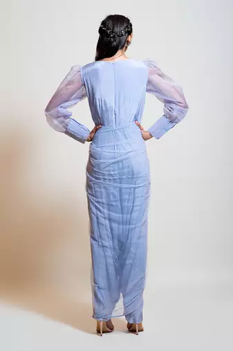 Greyish Blue Dhoti Jumpsuit