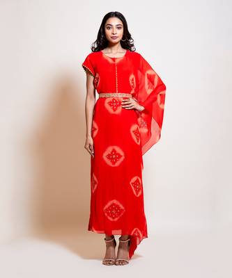 Scarlet Red Kaftan Set 1