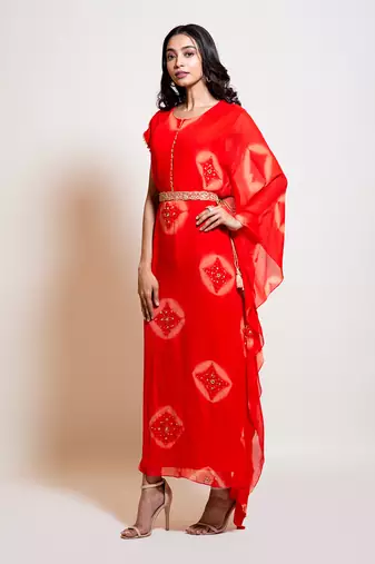 Scarlet Red Kaftan Set