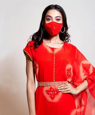 Scarlet Red Kaftan Set 3