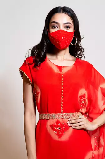 Scarlet Red Kaftan Set