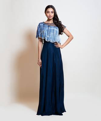 Navy Blue Cape Gown 1