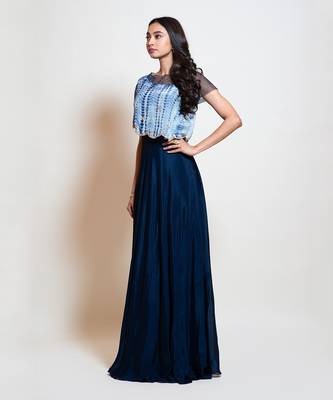 Navy Blue Cape Gown 2