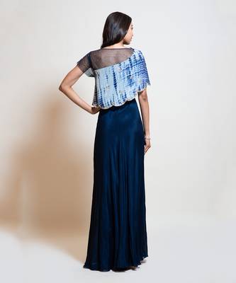 Navy Blue Cape Gown 4