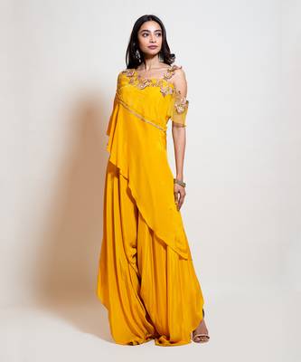 Canary Yellow Cape Jumpsuit 1