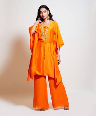 Bright Orange Kaftan Set 1