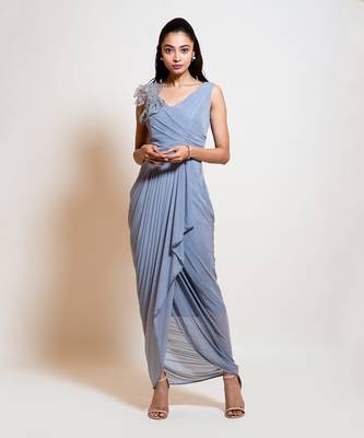 Icy Grey Drape Dress 1