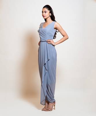 Icy Grey Drape Dress 2