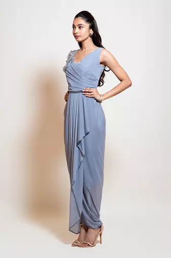 Icy Grey Drape Dress