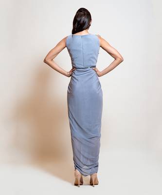 Icy Grey Drape Dress 4