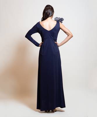 Navy Blue Drape Dress 4
