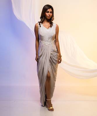 Shadow Cutout Draped Dress 1