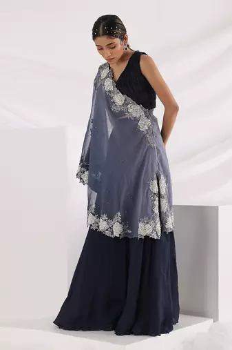Blue Dream One Shoulder Cape Set
