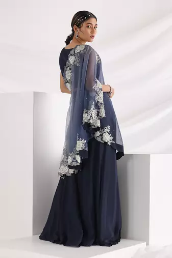 Blue Dream One Shoulder Cape Set
