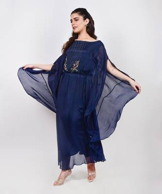 Navy Blue Embellished Kaftan 2