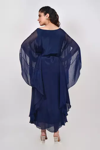 Navy Blue Embellished Kaftan