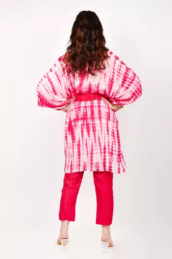 Pink Tye Dye Kimono Co-Ord Set