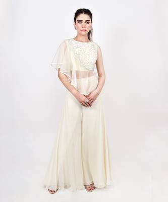 Ivory Crop Top With Pallazo 1