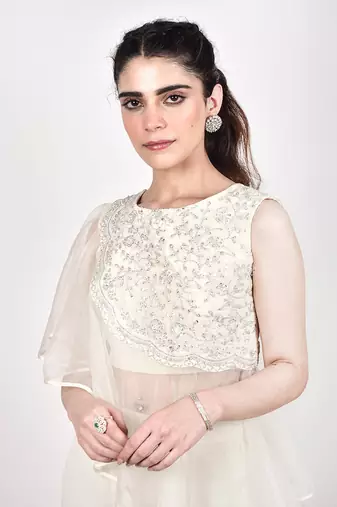 Ivory Crop Top With Pallazo