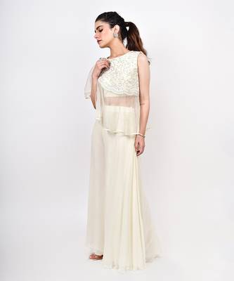 Ivory Crop Top With Pallazo 3