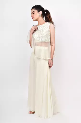 Ivory Crop Top With Pallazo